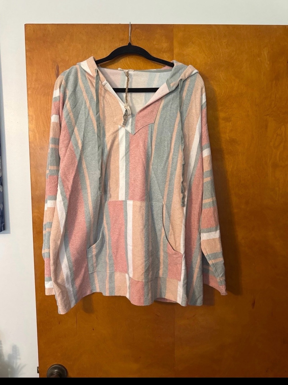 easel Pastel Striped Hooded Pullover in Pink, Blue, Sage